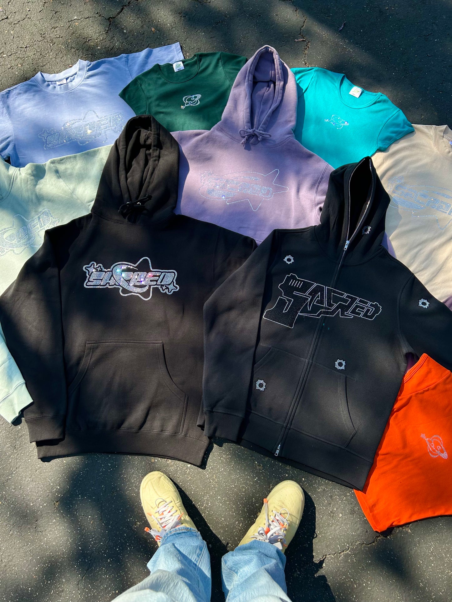 SACRED- Rhinestone Superstar Logo Pullover (Lavendar)