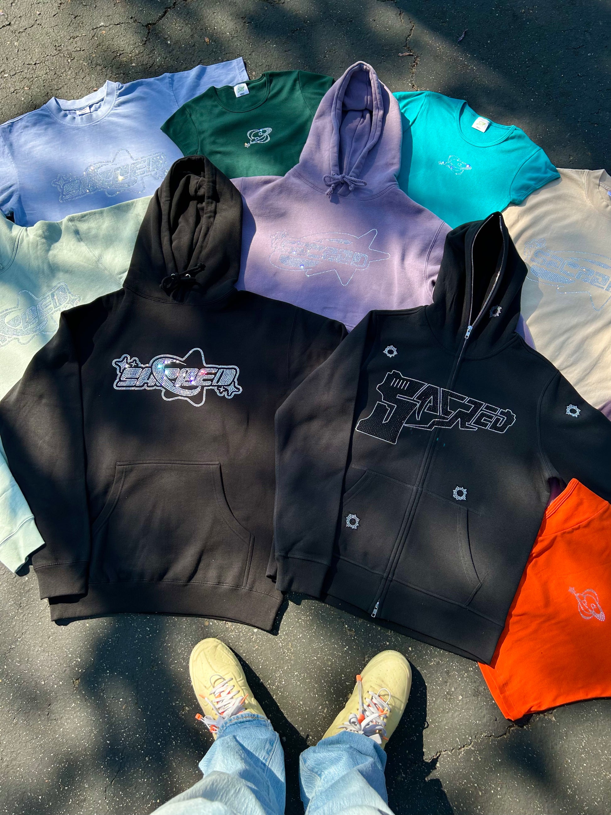 SACRED- Rhinestone Superstar Logo Pullover (Pistachio)