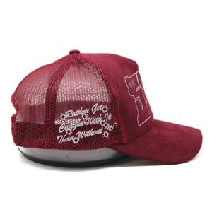Suede Gat Logo Hat (Ruby Red)