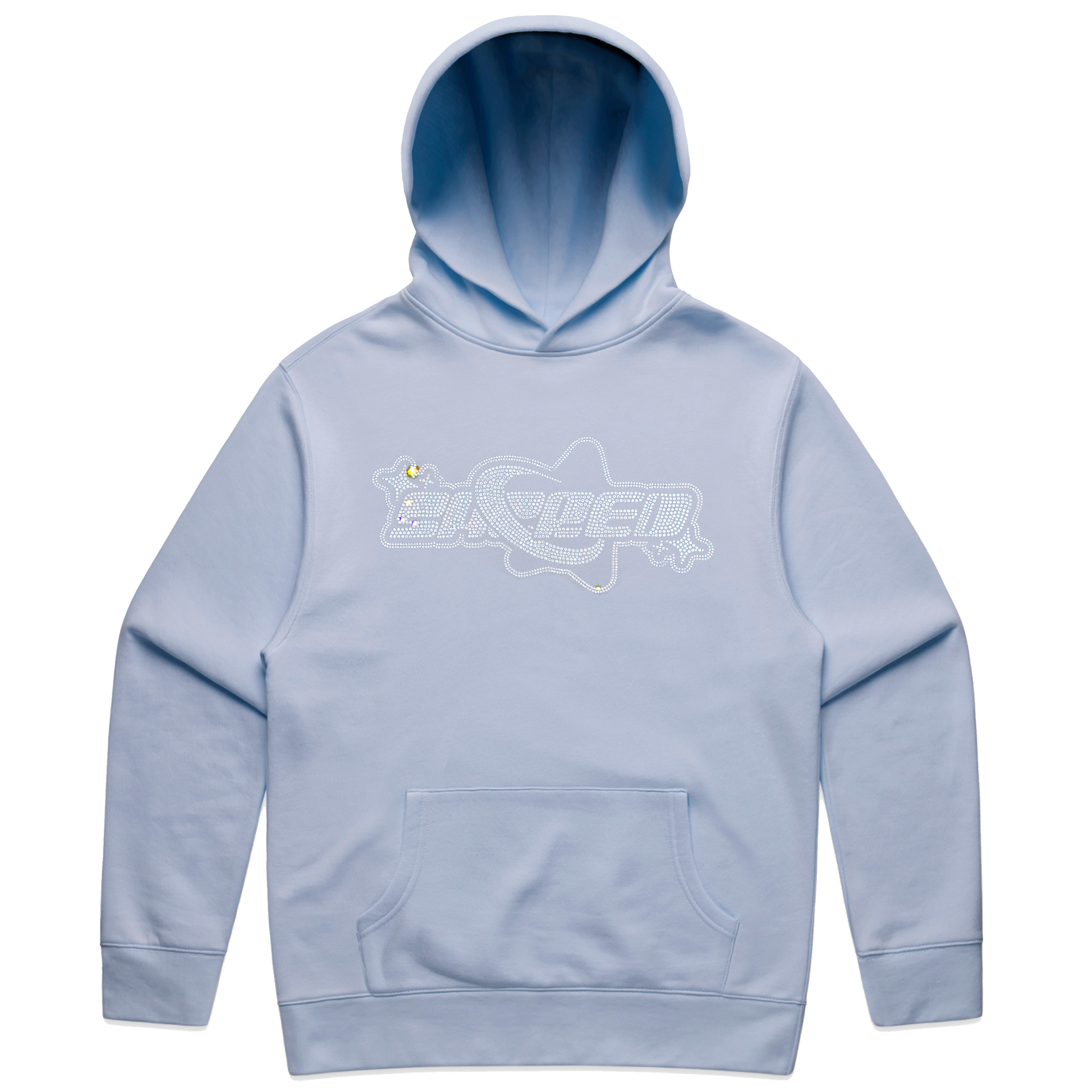SACRED- Rhinestone Superstar Logo Pullover (Ice Water Blue)
