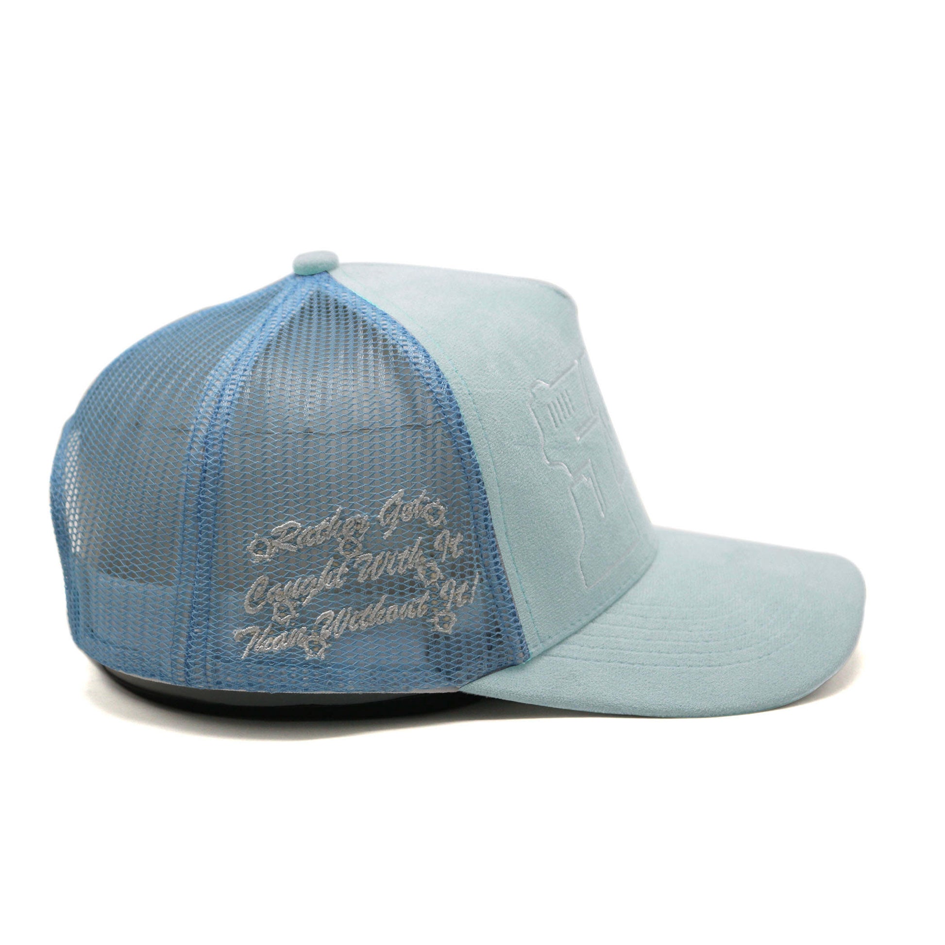 SACRED- Suede Gat Logo Hat (Baby Blue)