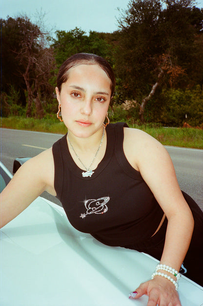 SACRED- Womens Rib Crop Tank (Black)
