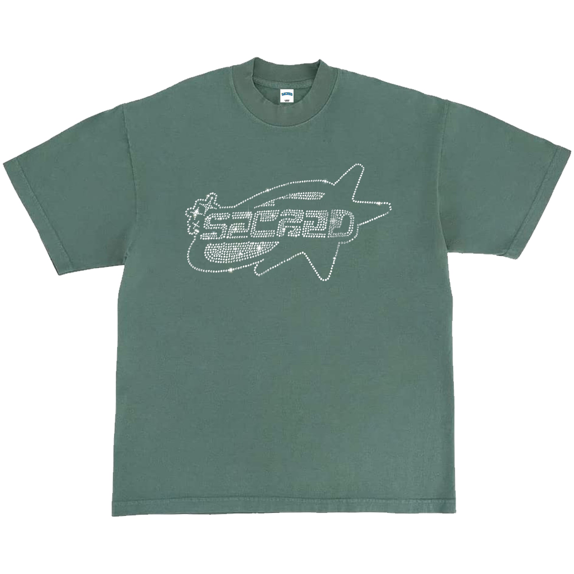 SACRED- Rhinestone Star Logo Tee (Atlantic Green)
