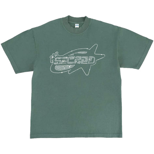 SACRED- Rhinestone Star Logo Tee (Atlantic Green)