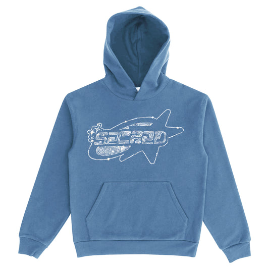 SACRED- Rhinestone Star Logo Pullover (Ocean Blue)