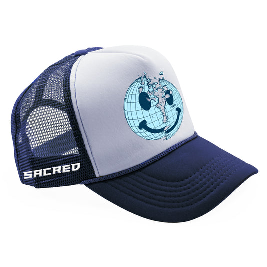 SACRED- Smiley Trucker Hat (Navy)
