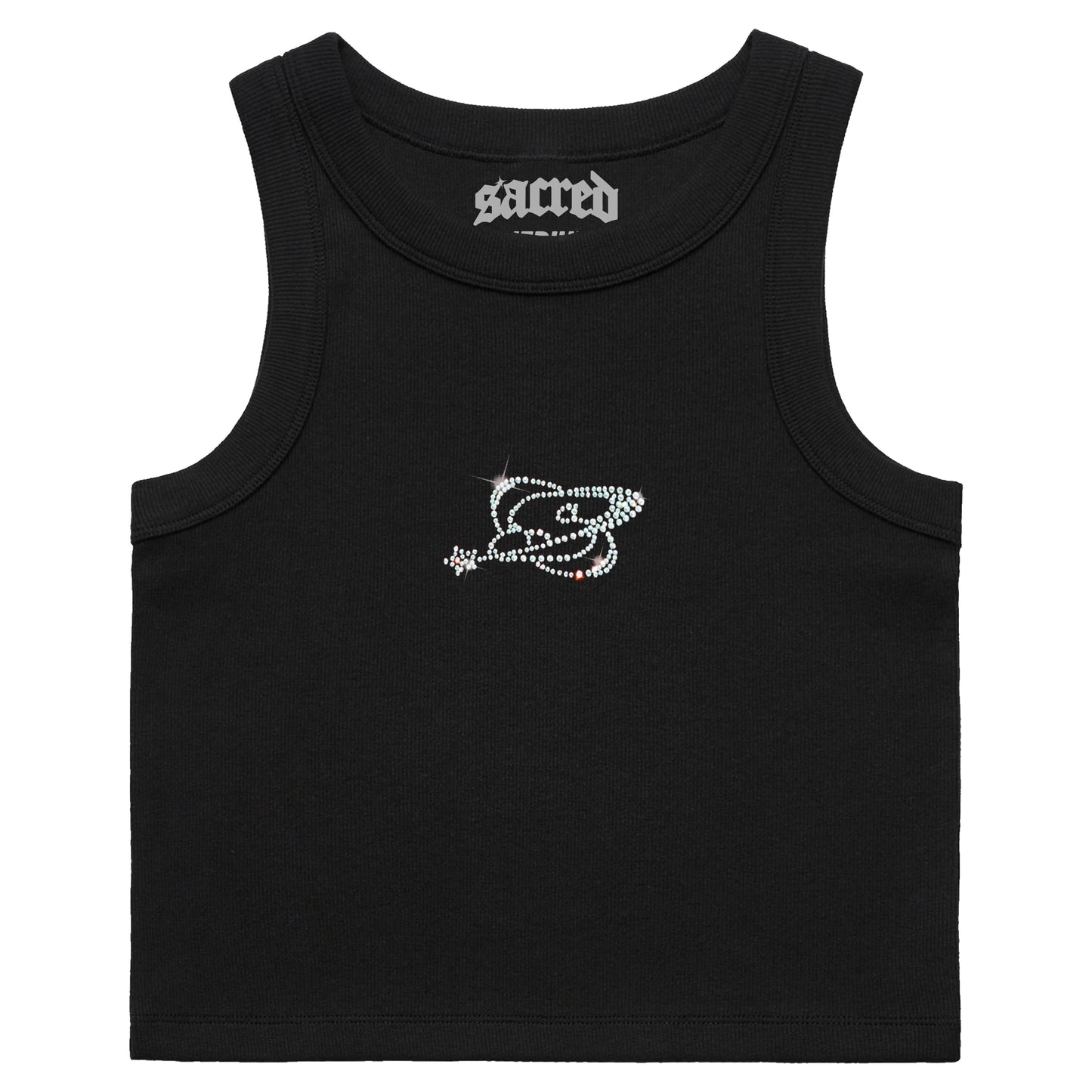 SACRED- Womens Rib Crop Tank (Black)