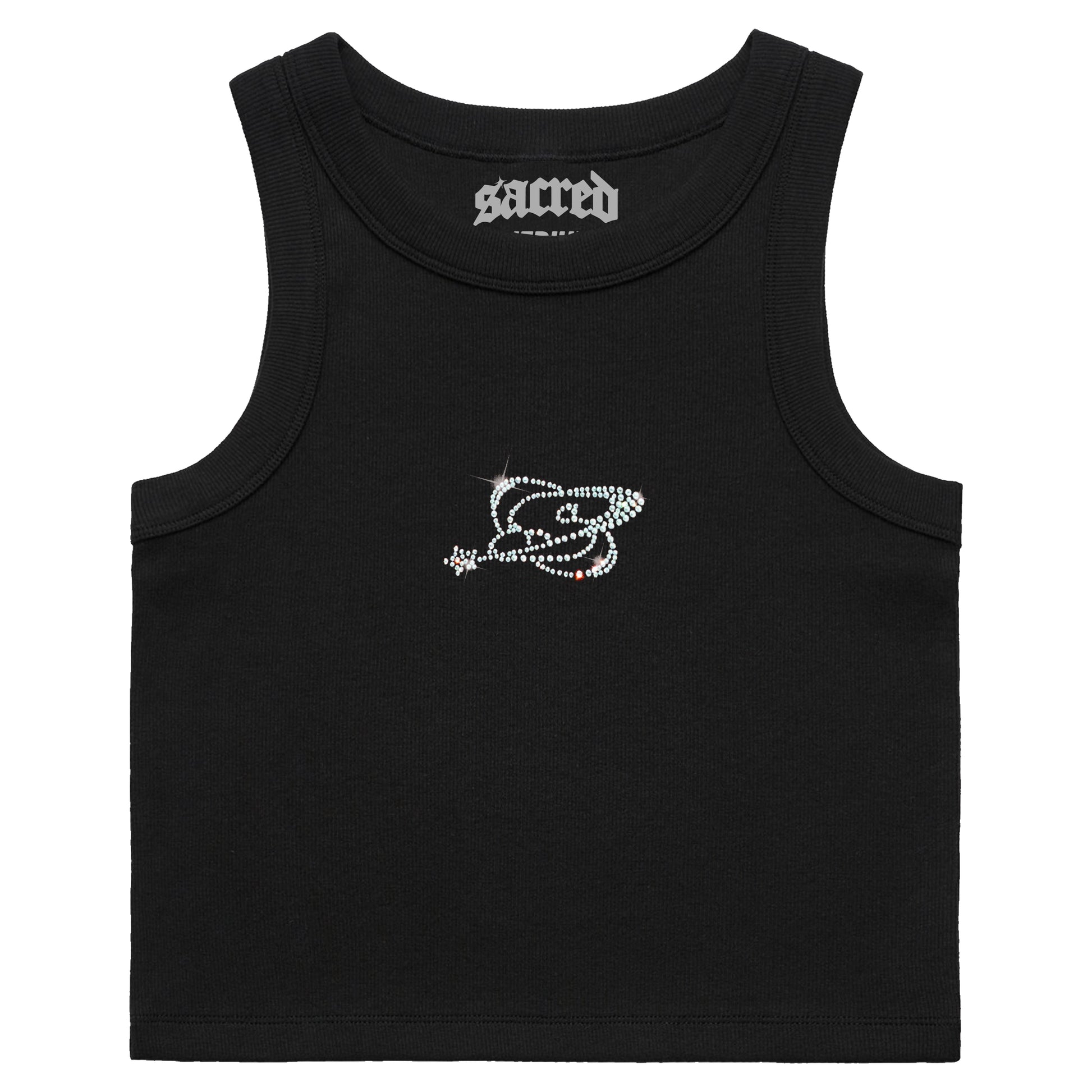 SACRED- Womens Rib Crop Tank (Black)