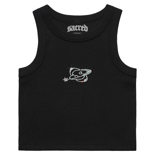 SACRED- Womens Rib Crop Tank (Black)