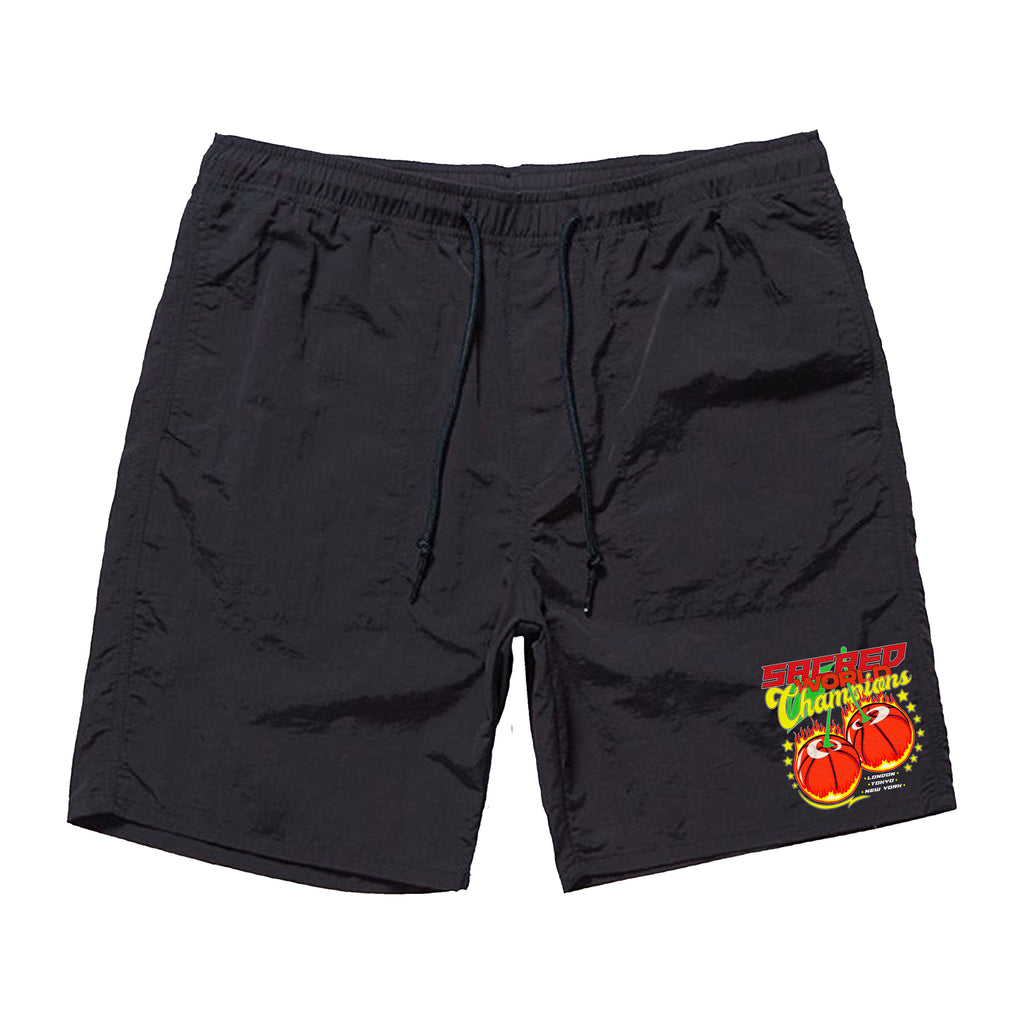 SACRED- World Champion Nylon Shorts (Black)
